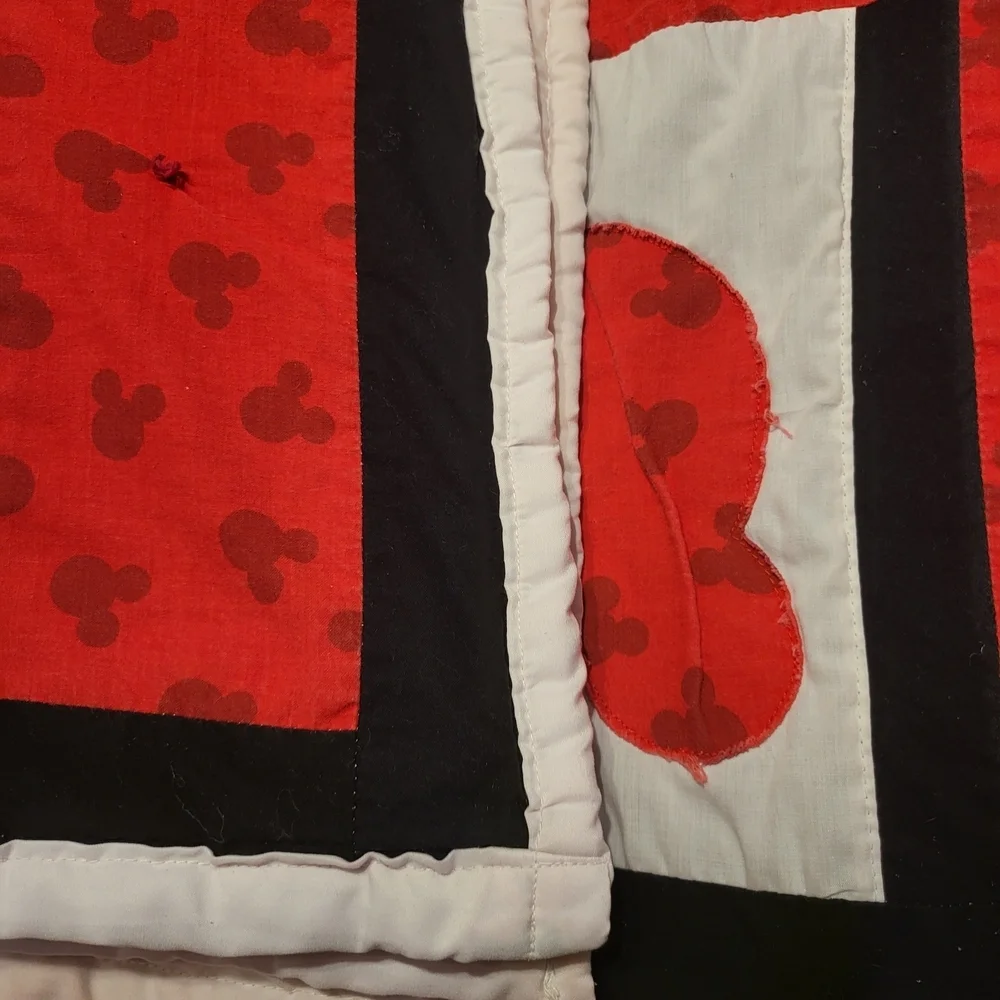 Vintage-Style Mickey Mouse Handmade Appliqué Quilt